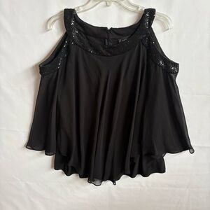 R&M Richards Black Cold-Shoulder Sequin-Trim Blouse. Size 18. INV25/427